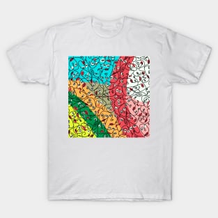 Funky Faces on Rainbow T-Shirt